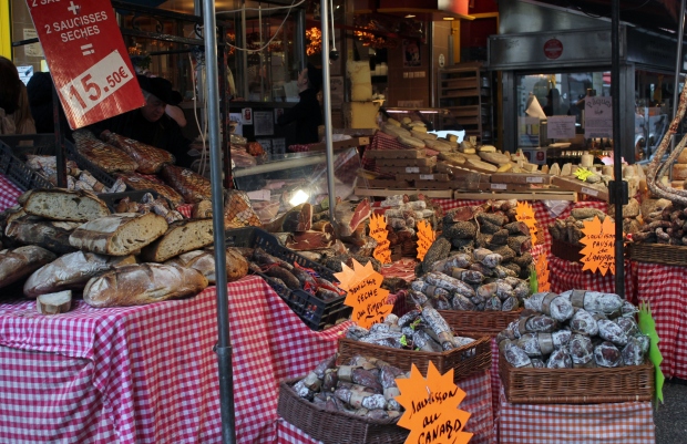 Rue de Buci food market in St Germain des Pres, Paris